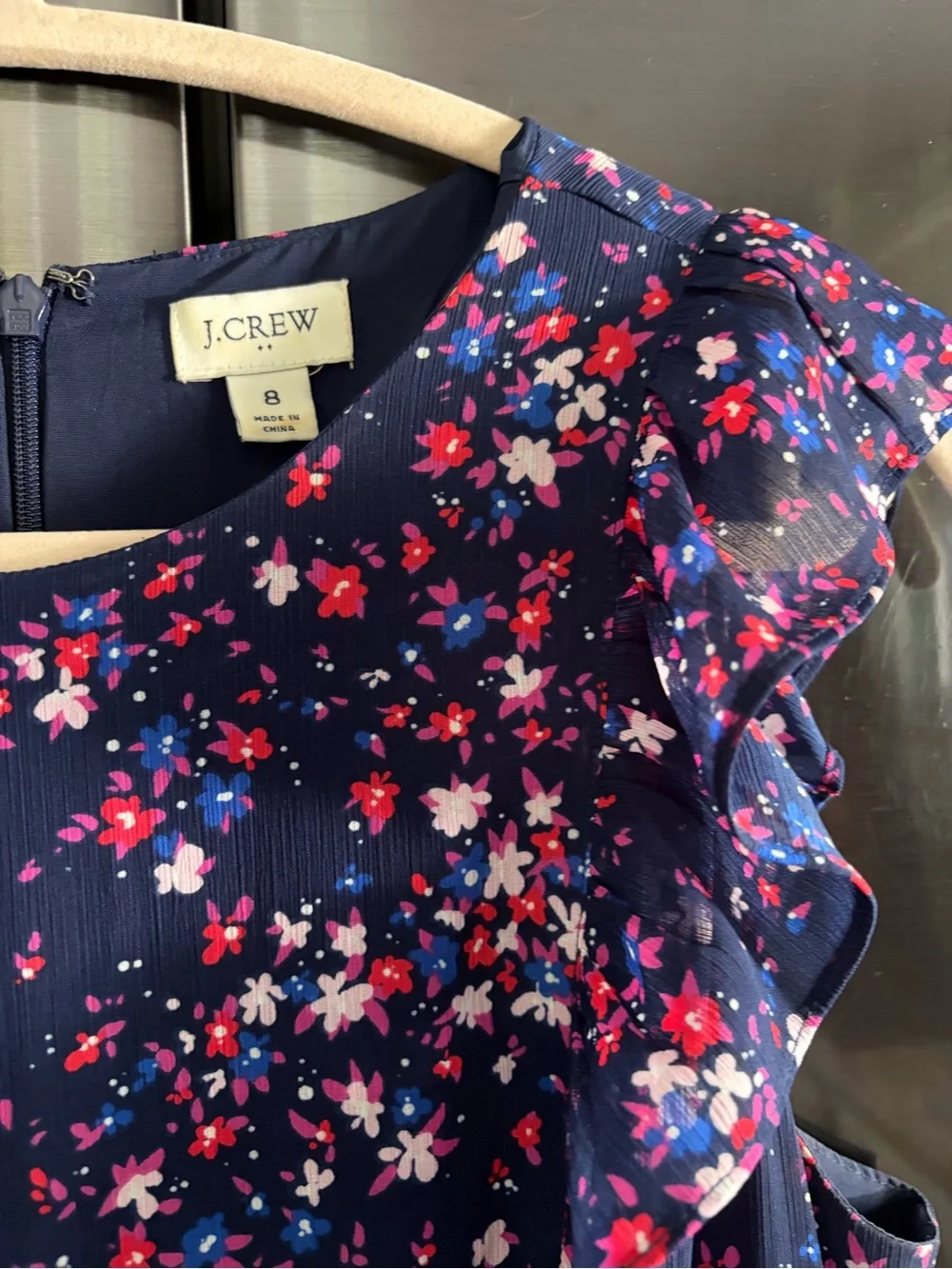 J Crew Boho Ditsy Floral Ruffled Tiered Romantic Cottagecore Maxi Dress EUC Sz 8